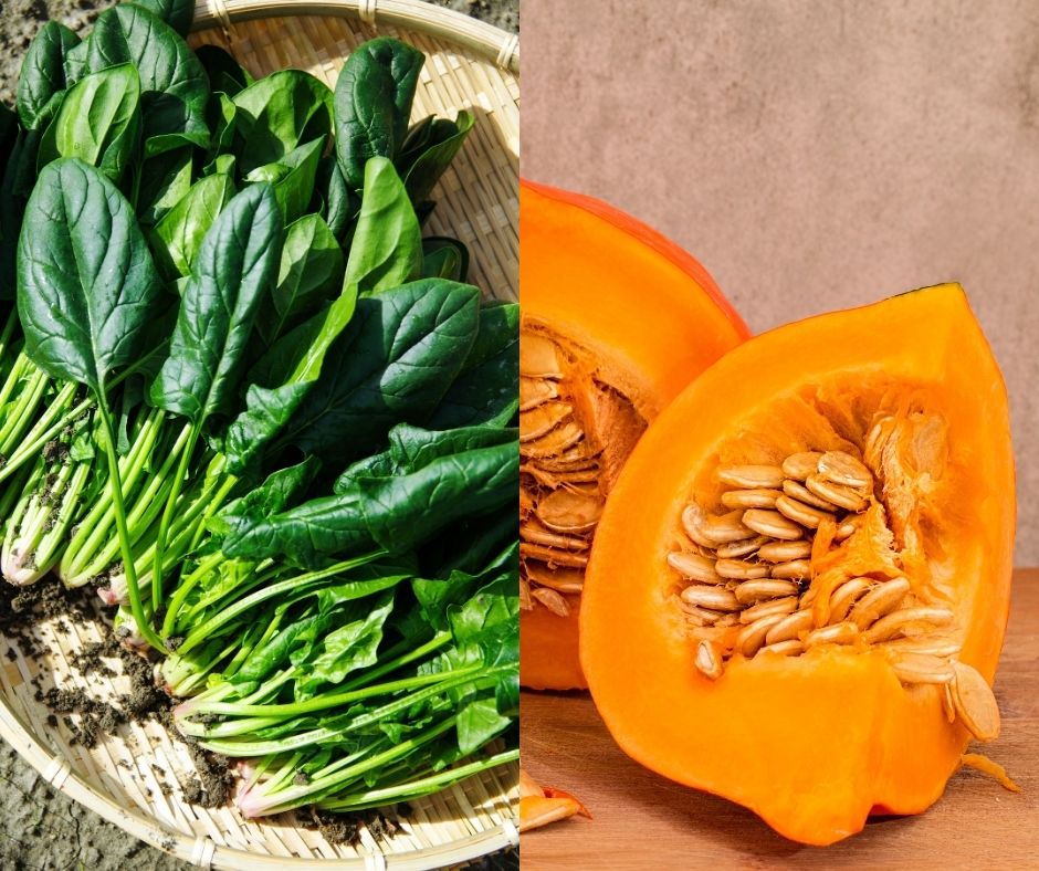 Pumpkin Seeds and Spinach are Magnesium Rich Foods