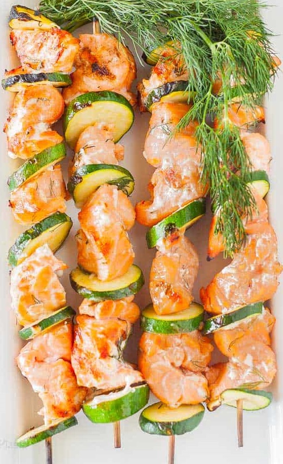 Ideal Protein Grilled Salmon Kabobs