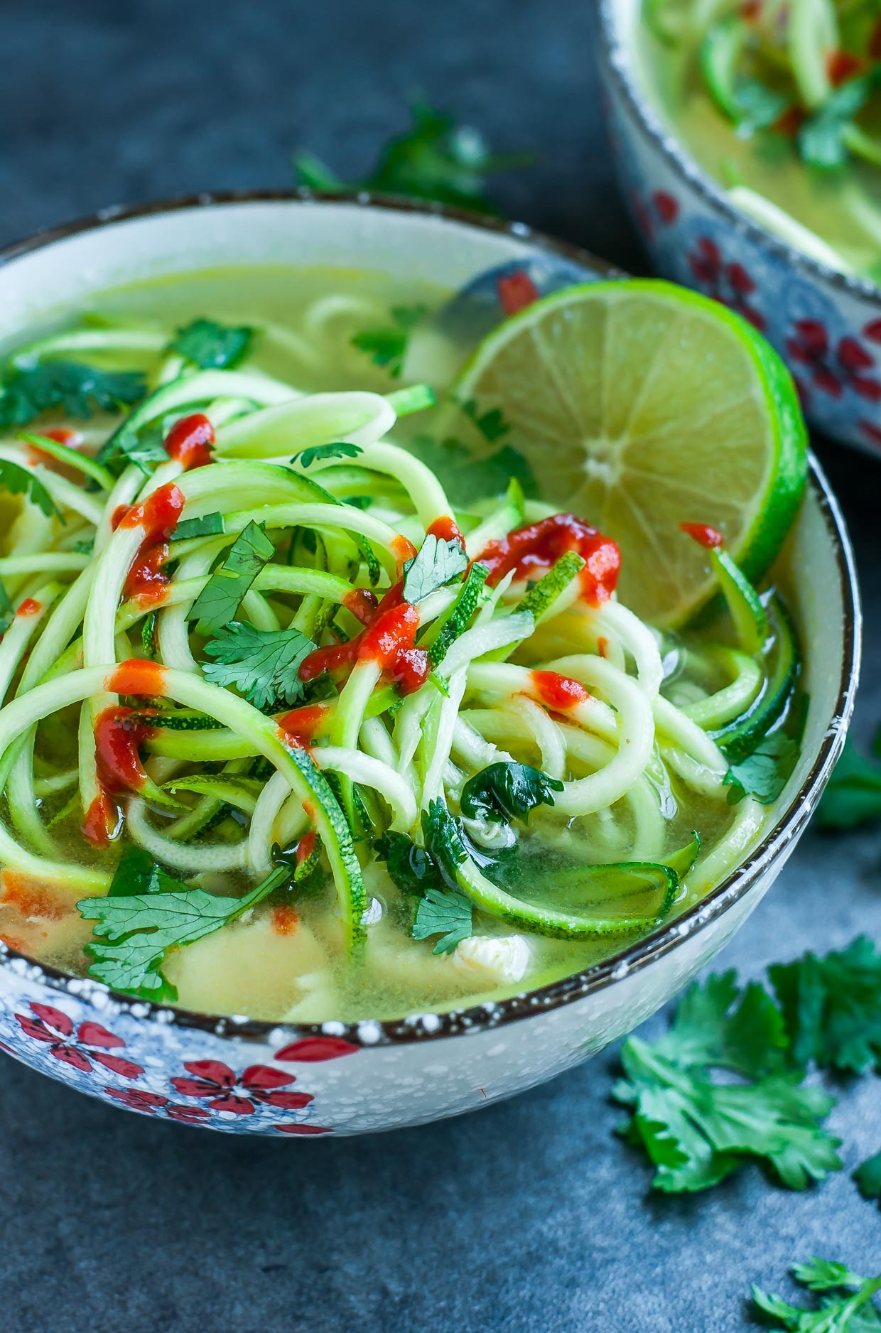Spicy Lime Chicken Zucchini Noodle Soup