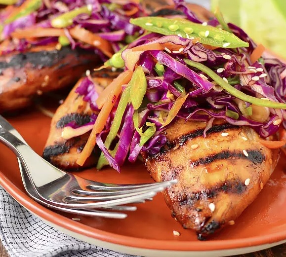 Asian Chicken with Snow Pea Slaw