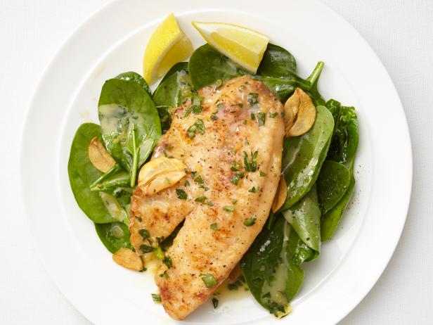 Lemon Garlic Broiled Flounder with Spinach