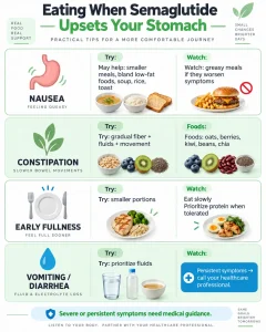 Nutrition tips for nausea, constipation, early fullness, vomiting and diarrhea while taking semaglutide