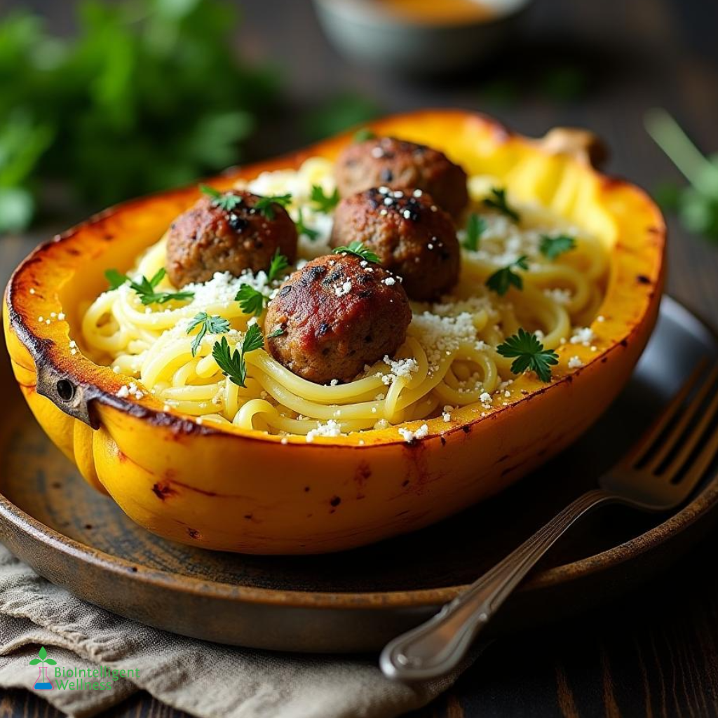 Crock Pot Spaghetti Squash and Meatballs