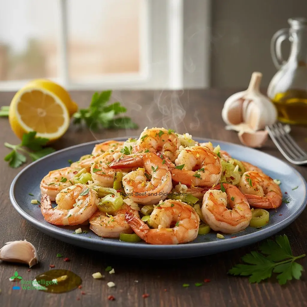 Garlic Shrimp and Leeks Skillet