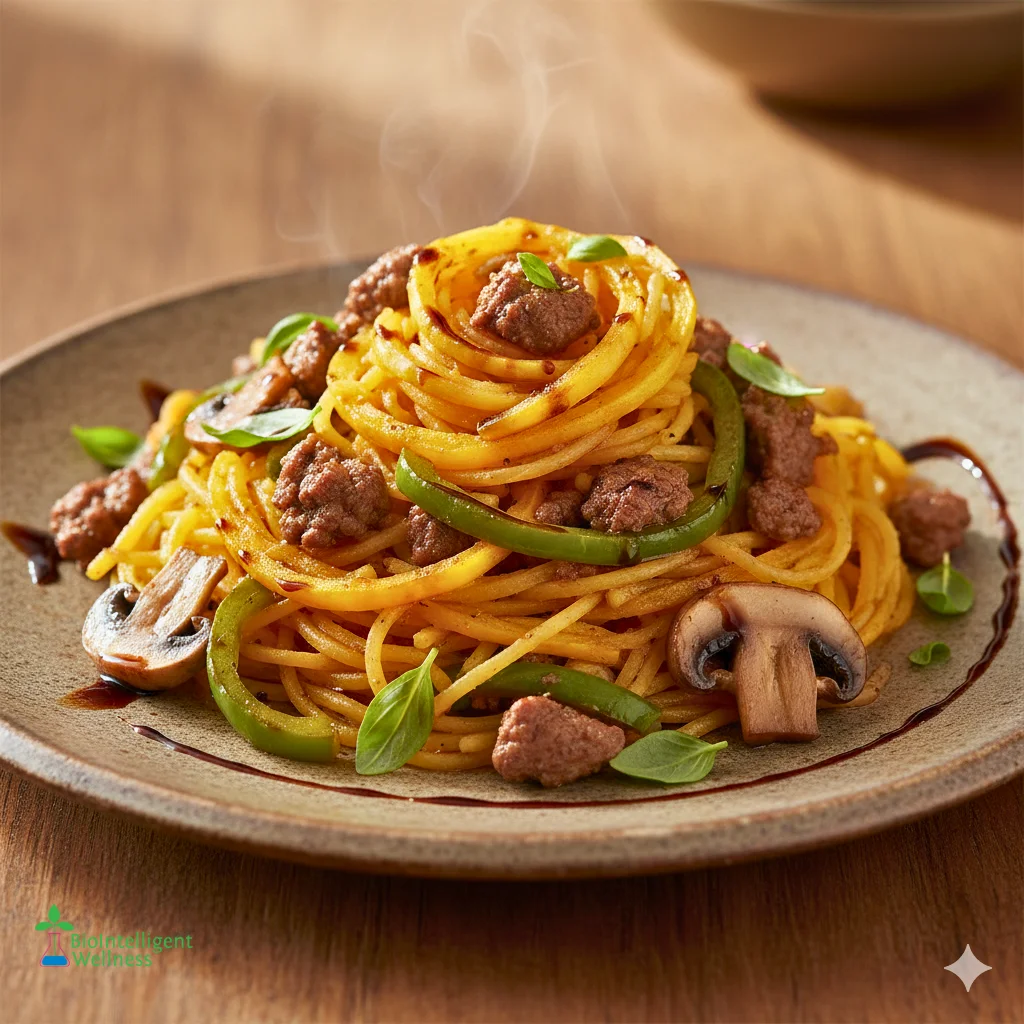 Spaghetti Squash with Beef and Balsamic