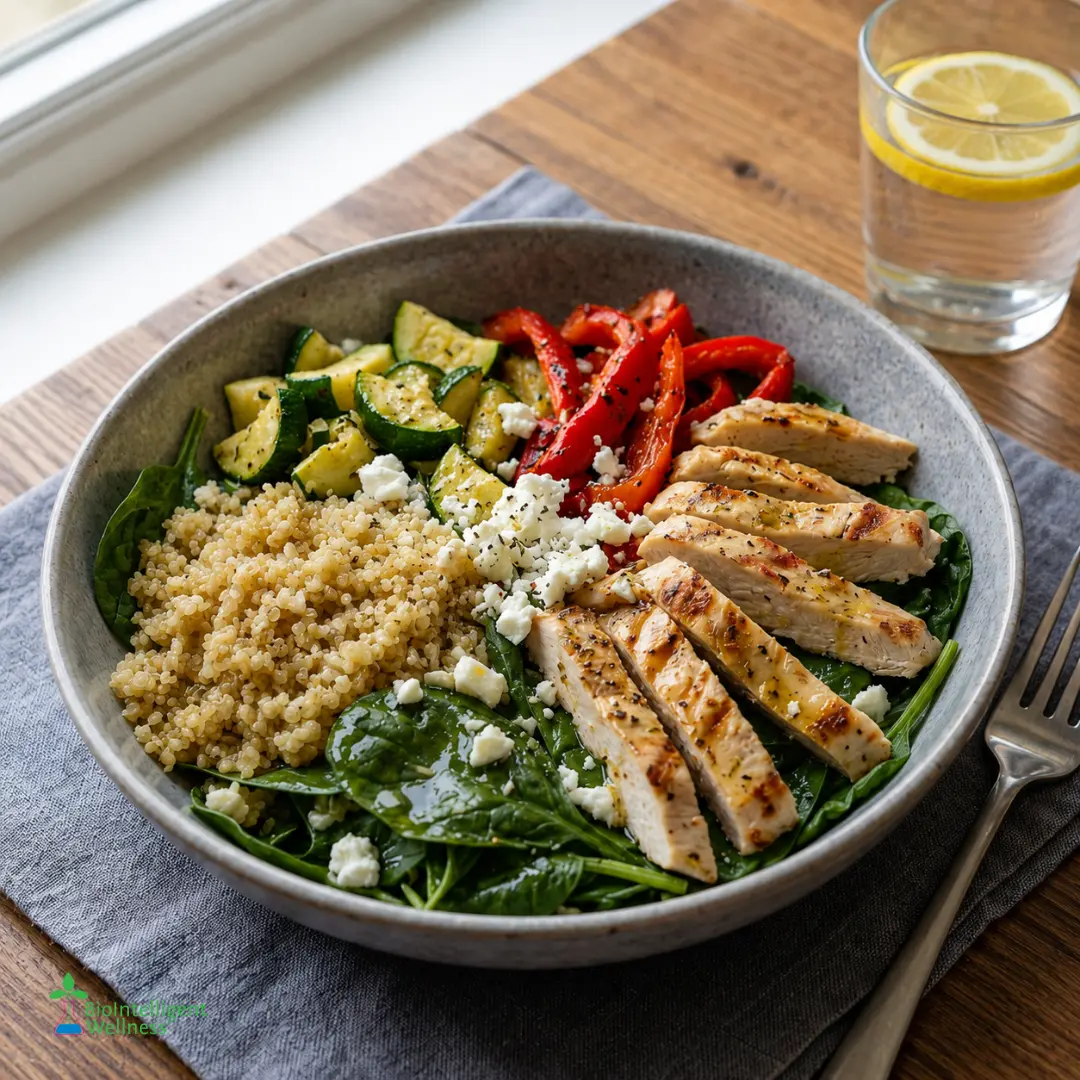 Chicken Quinoa Spinach Bowl