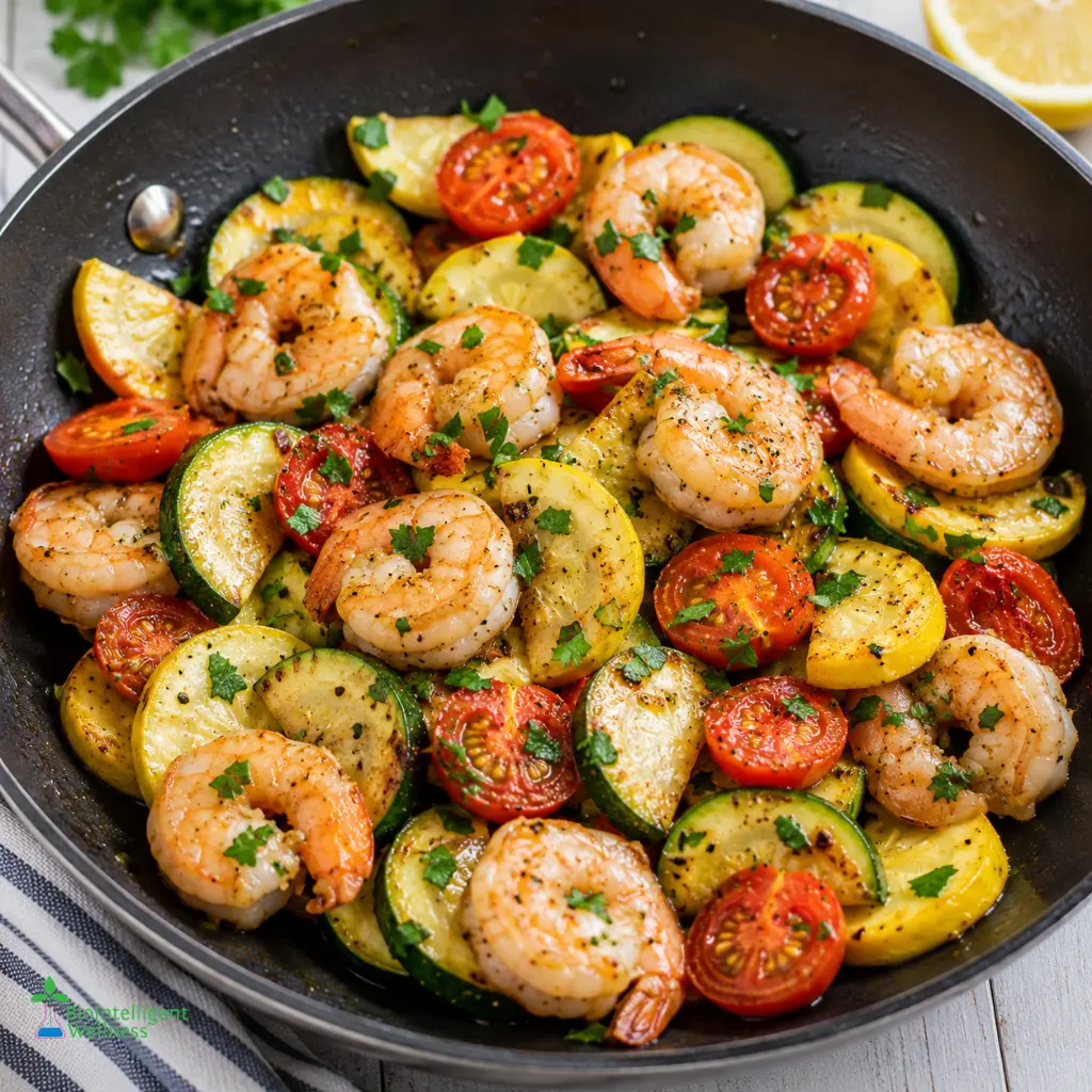 Lemon Garlic Shrimp & Summer Vegetable Skillet