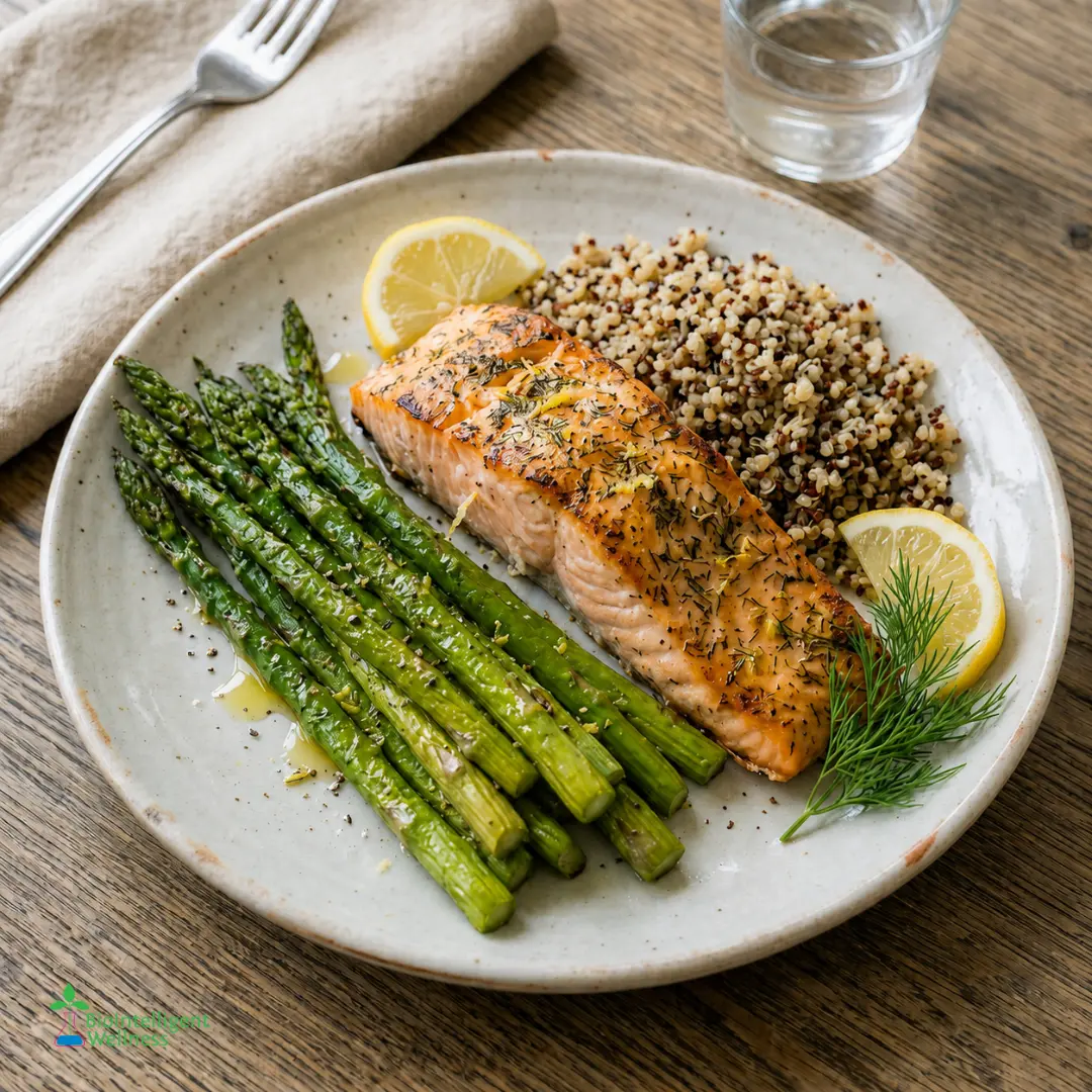 Lemon Herb Salmon and Asparagus with Quinoa