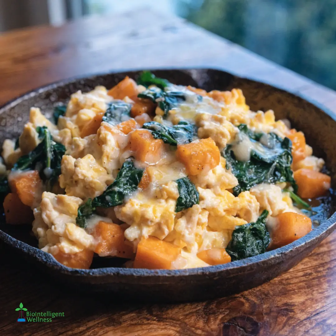 Sweet Potato and Spinach Egg Scramble