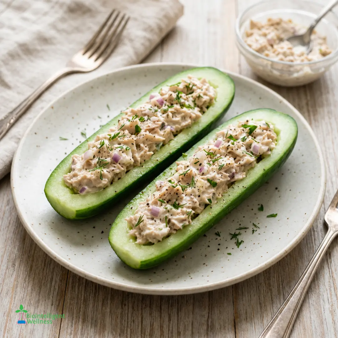 Tuna Salad Stuffed Cucumbers