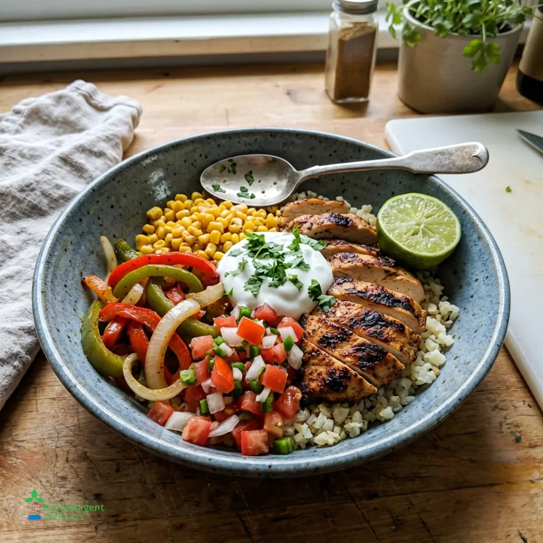 Fajita Chicken Cauliflower Rice Bowl