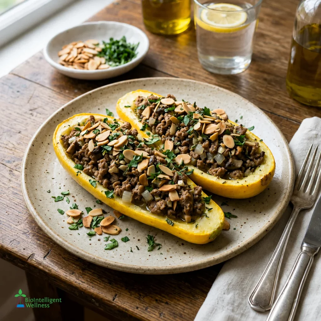Ground Turkey Stuffed Summer Squash