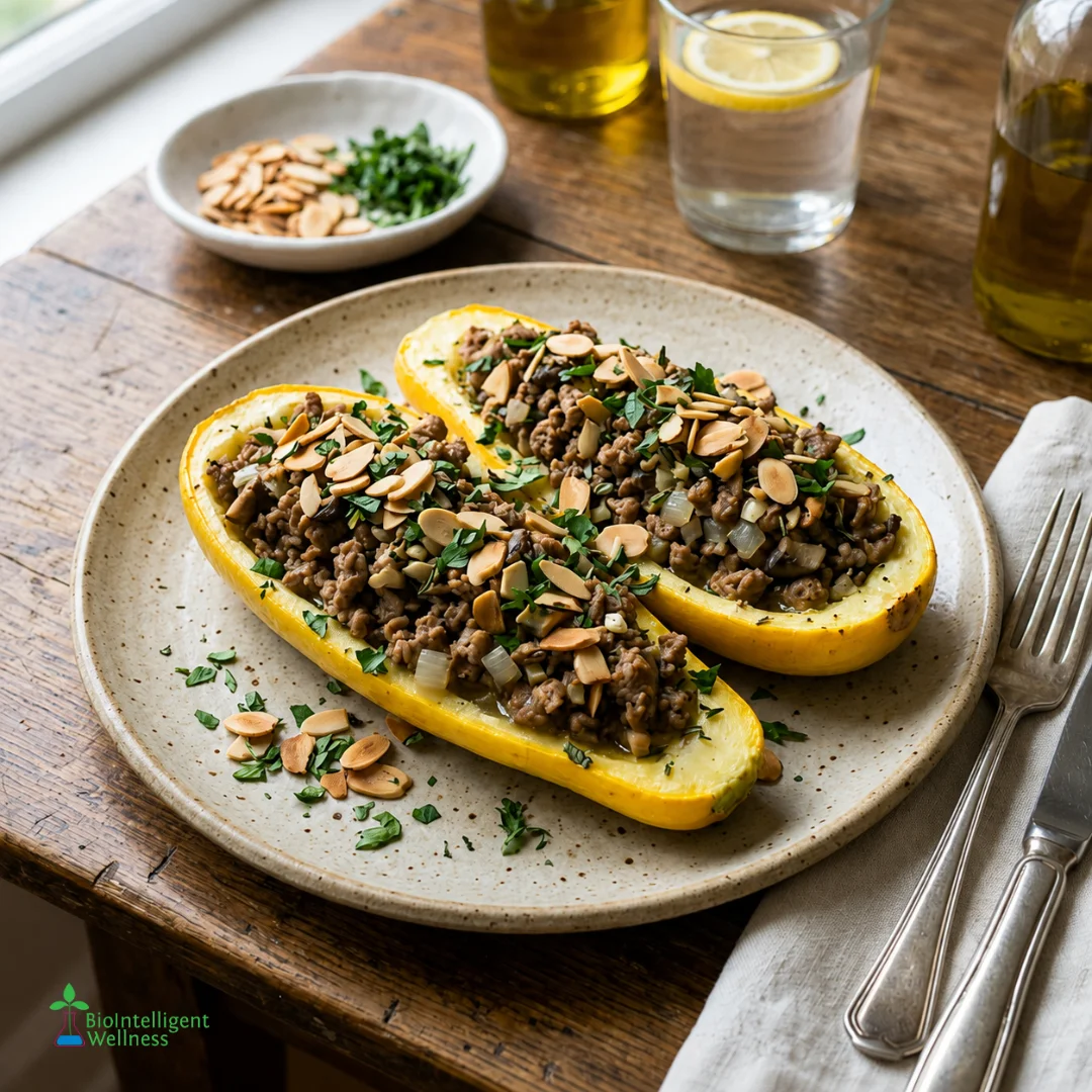 Ground Turkey Stuffed Summer Squash