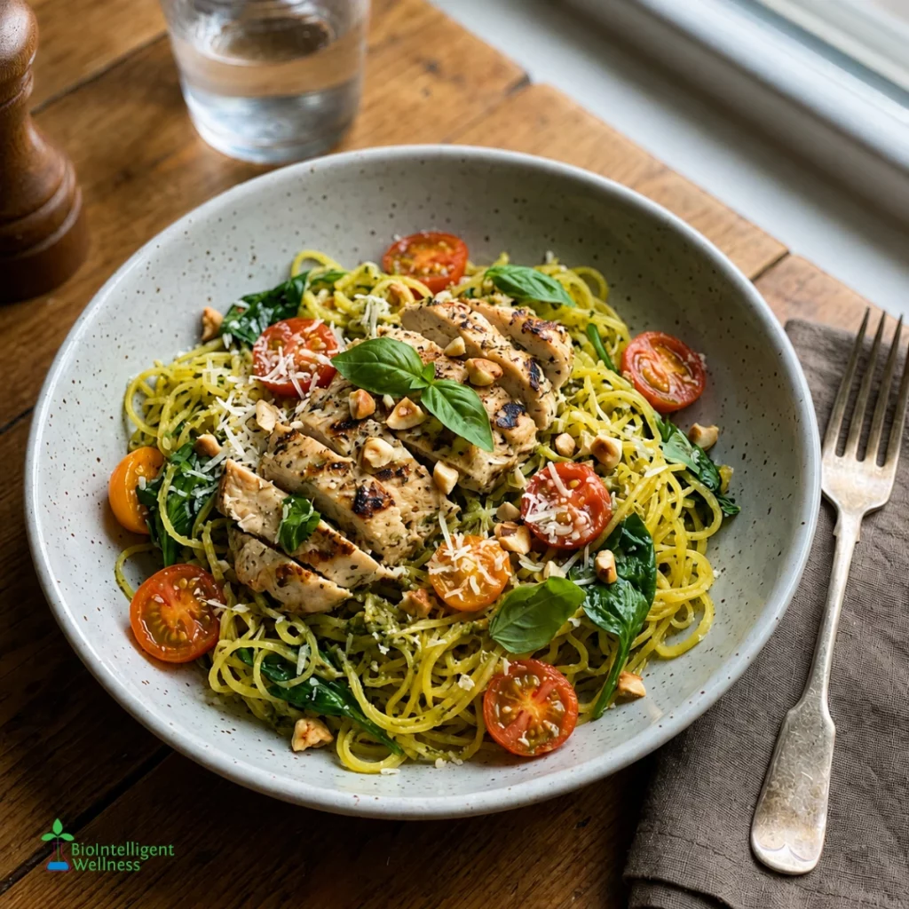 Pesto Chicken Spaghetti Squash