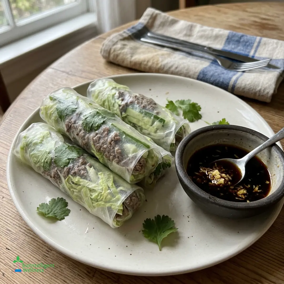 Beef Spring Rolls with Ginger Dipping Sauce