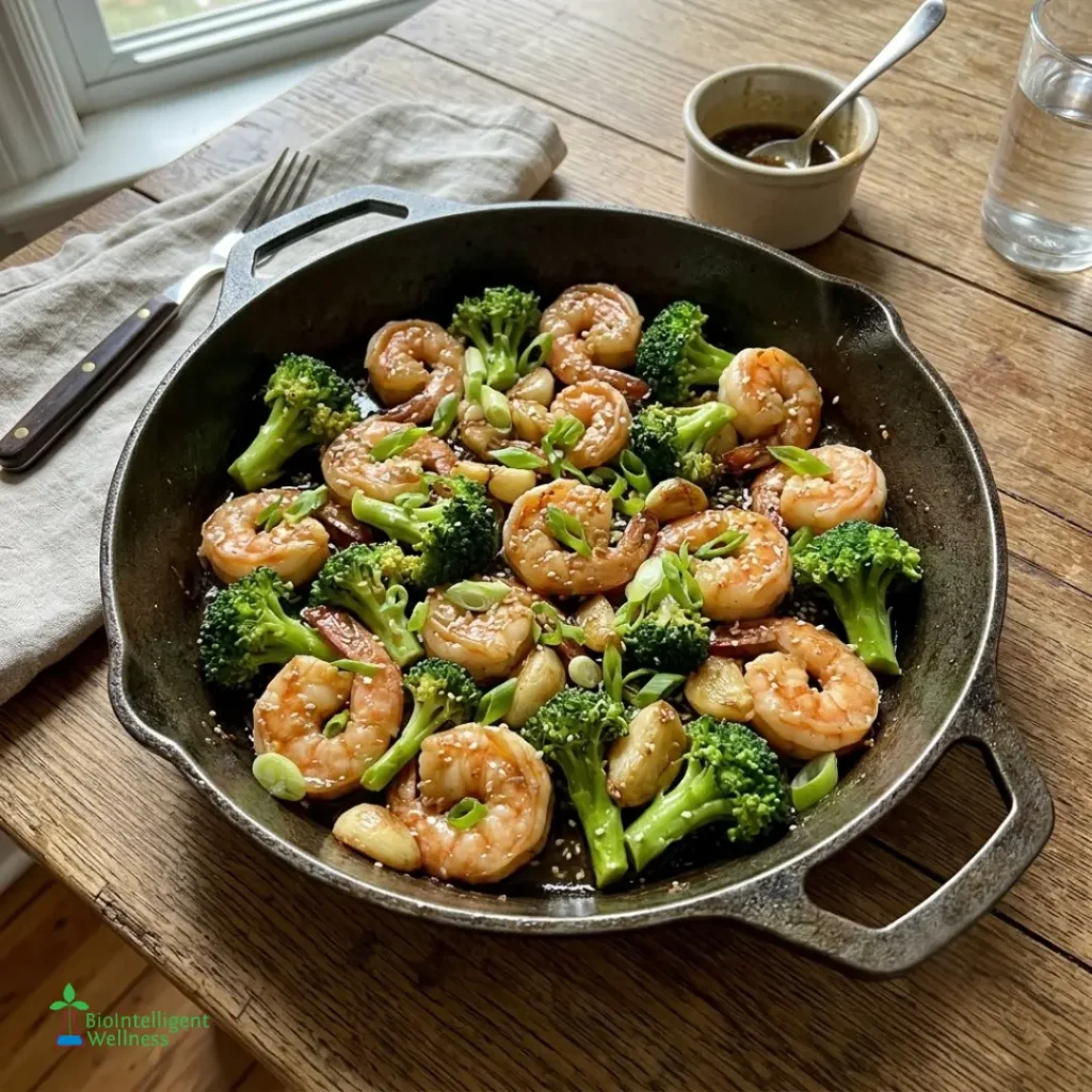 Garlic-Soy Shrimp & Broccoli Skillet