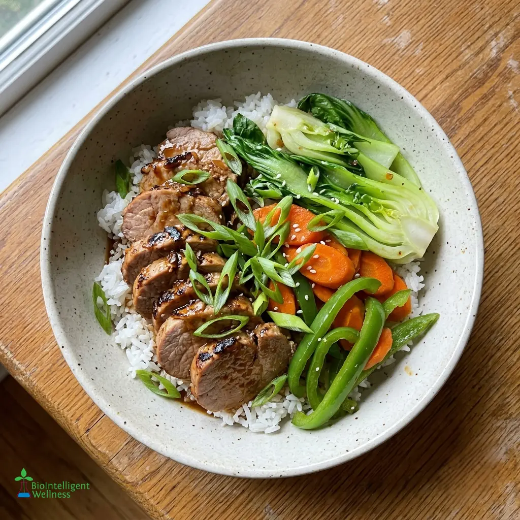 Ginger Pork & Vegetable Rice Bowls