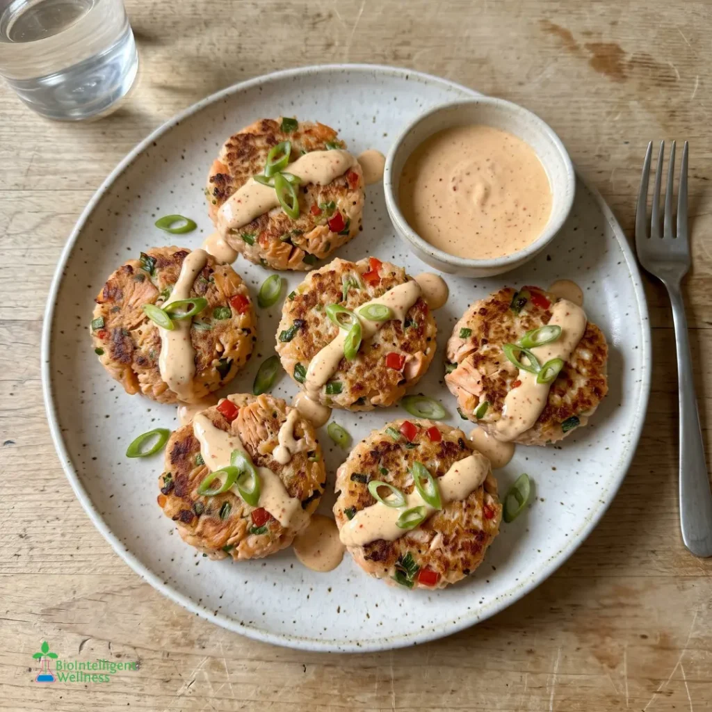 Crispy Salmon Rice Cakes with Spicy Yogurt