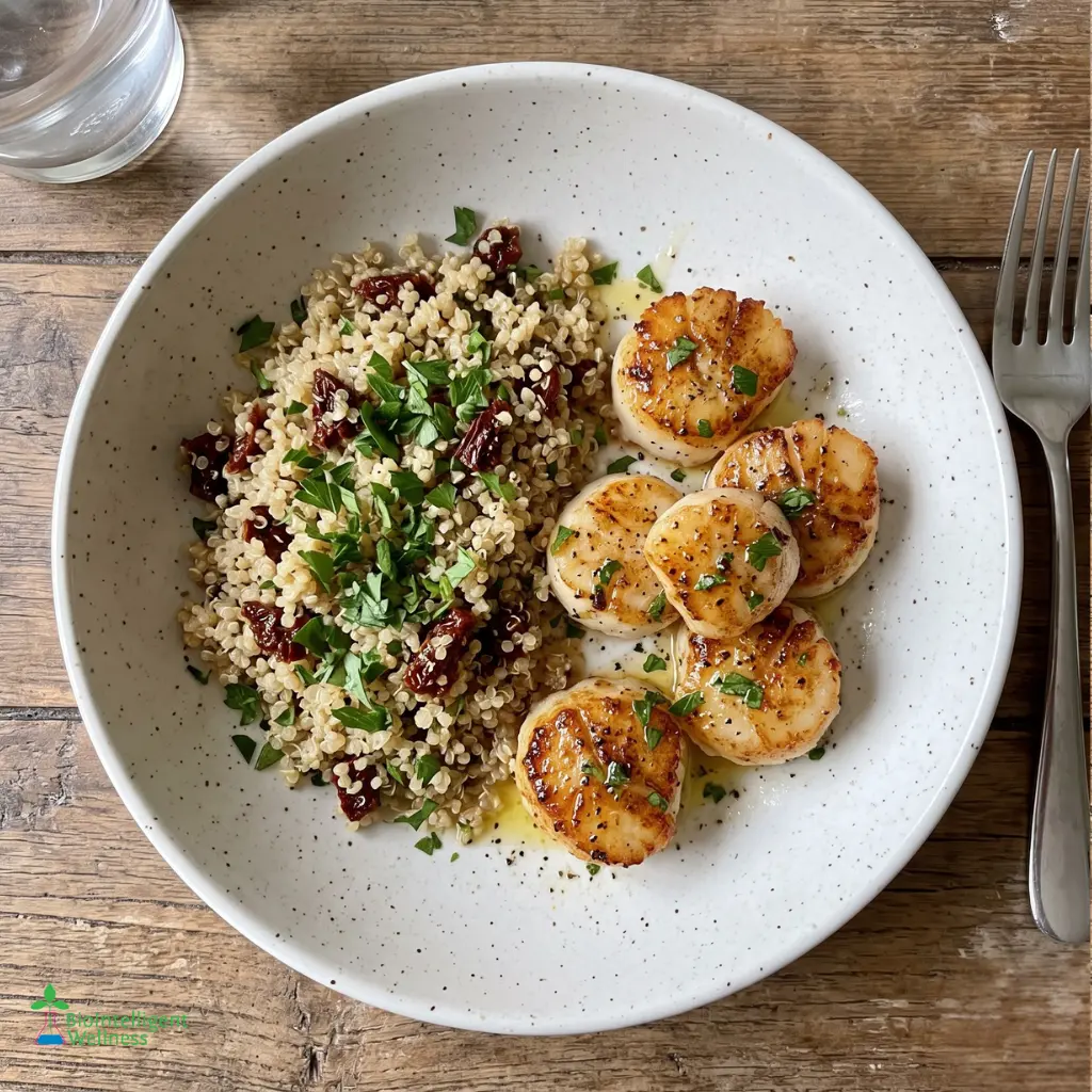 Lemon Garlic Scallops with Herbed Quinoa
