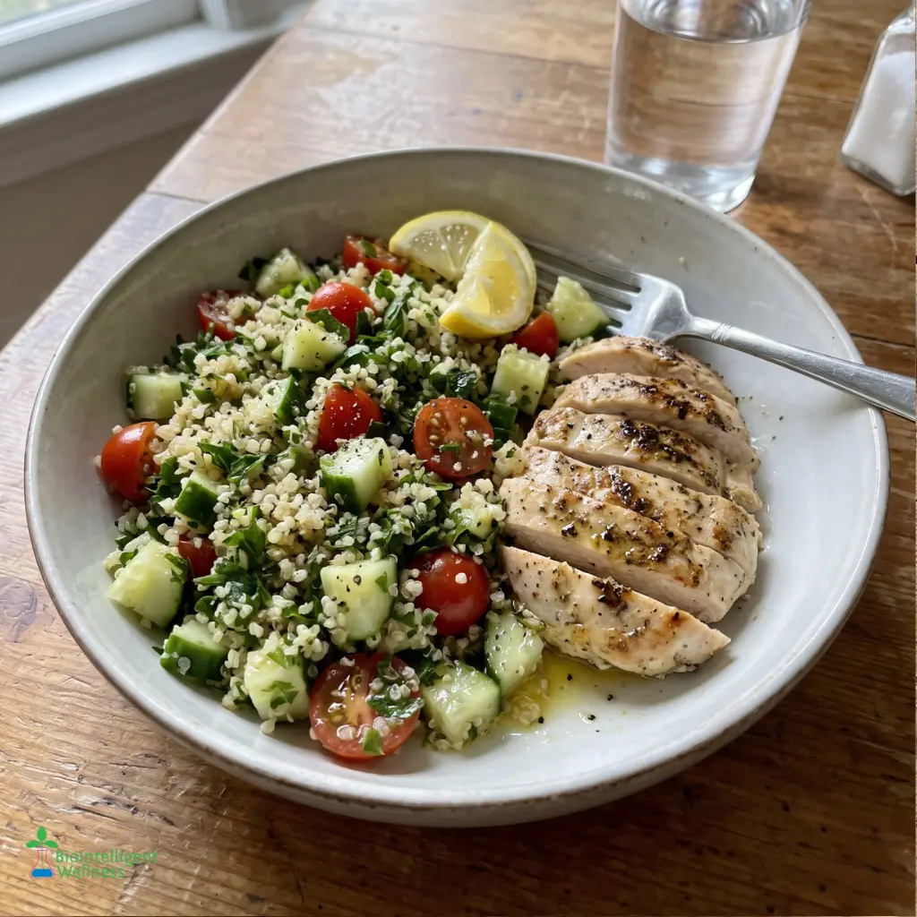 Lemon Herb Chicken & Quinoa Tabbouleh Bowl